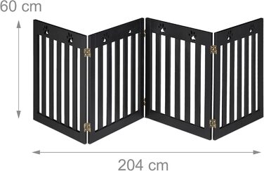 Захисний забірчик для собак Relaxdays, самостійний, 60 x 204 см, чорний, MDF, розкладний