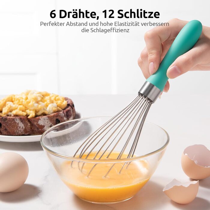 Міксер кухонний U-Taste зі сталі 18/10, 30 см, 12 гнучких дротів, силіконовий грибок