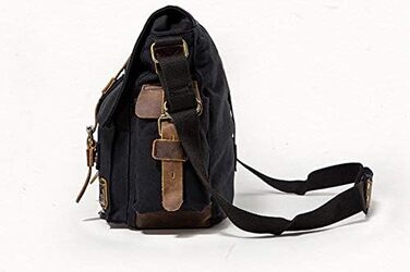 Вінтажна чоловіча сумка через плече з шкіри та канвасу Sechunk, для ноутбука 15/17 дюймів, чорна