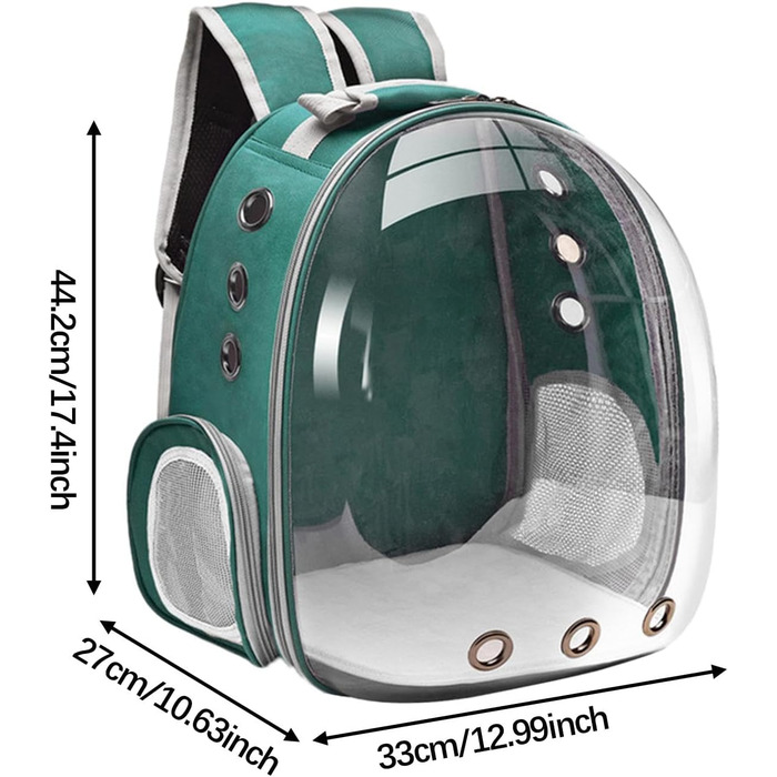 Рюкзак-переноска для кота MagiDeal Premium, велика прозора сумка для тварин, портативна, з вентиляцією, водонепроникна (зелений)