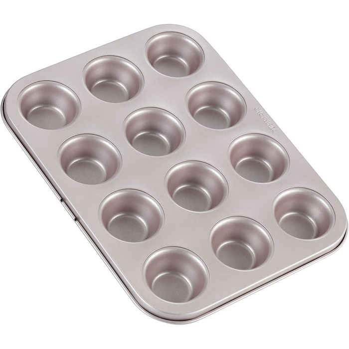 CHEFMADE Mini Muffin Pan, 12-Cavity Non-Stick Mini Cupcake Pan Baking Pans for Oven Baking (Champagne Gold)