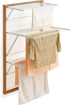 Настінна сушарка для білизни Karim від Arredamenti Italia, дерев'яна, висувна, 16 м дроту, фініш з вишневого дерева, міцна конструкція з масиву, незалежні сітки P63 x L68 x H119 см, колір вишня