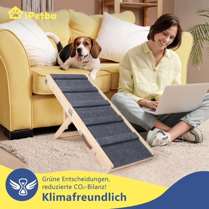 Сходинки для собак на ліжко та диван – м'які, антиковзні, складані, регульовані, портативні, до 16 кг, сірі