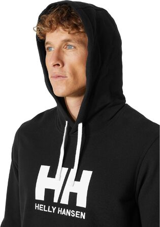 Чоловіча толстовка-худі Hey Hansen HH OGO з капюшоном, чорна, розмір S, з графічним принтом