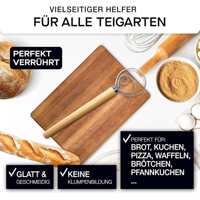 Гранітний м'ясорубка з пестиком з натурального граніту, дерев'яною ложкою, щіткою для чищення, рецептами песто та стійкою з дуба – 350 мл, з дуже довгим пестиком (датський віночок)