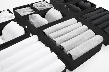 Large Drawer Organization System 12-Piece Set of White Boxes Storage Organizer Drawer Closet Organizer Storage Box Closet Organizer (Black, 3=28x28x10cm, 3=28x14x10cm, 6=14x14x10cm)