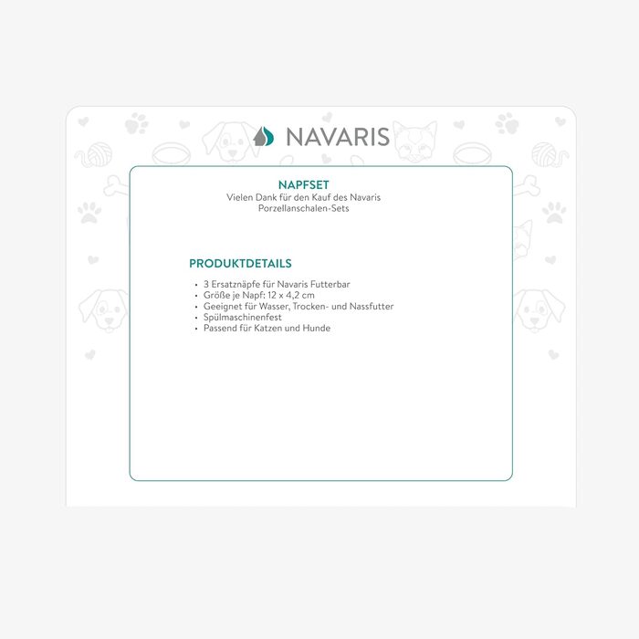 Набір мисок для тварин Navaris (3 шт.) - для котів та собак, кераміка, чорний/білий