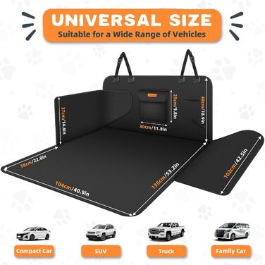 Захист для багажника автомобіля для собак з боковими та захистом від порогу - універсальний килимок для багажника для собак - водовідштовхуючий та стійкий до подряпин - килимок для багажника для автомобіля, універсала, SUV чорного кольору