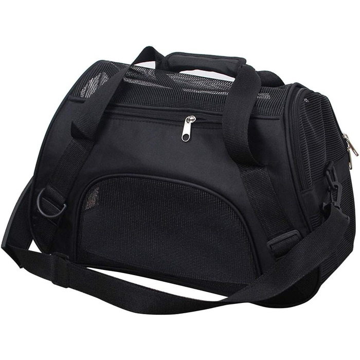 Транспортна сумка для котів та собак Levoberg: комфортна, для подорожей, 47x30x23 см, чорна