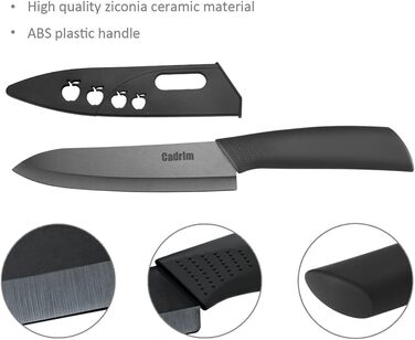 Набір керамічних ножів Cadrim (5 шт.): кухонні, для овочів, м'яса, з захистом леза | Чорний
