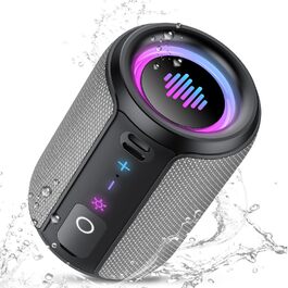 Bluetooth колонка 15W, портативна, 12 год автономії, IPX7 водонепроникна, сіра - для спорту, вечірок, подорожей