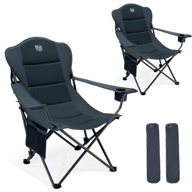 Крісло кемпінгове Timber Ridge складне, до 180 кг, з регульованою спинкою (3 положення), з бічними кишенями та підсклянником (2 шт)