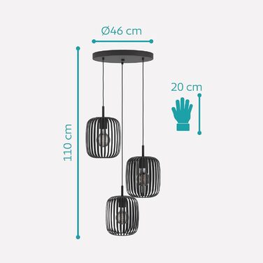 Торшер EGLO Romazzina: металева настільна лампа на тринозі, чорний колір, E27, для спальні та вітальні