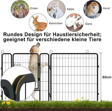 Вольєр для цуценят/маленьких собак 80x65 см, розкладний, з дверима та ґрунтовими анкерами, для внутрішнього/зовнішнього використання, вологостійкий