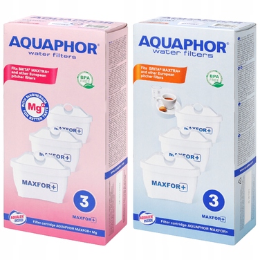 Смінні фільтрувальні картриджі Aquaphor Maxfor+ (3 шт.) та Maxfor+ Mg (3 шт.)