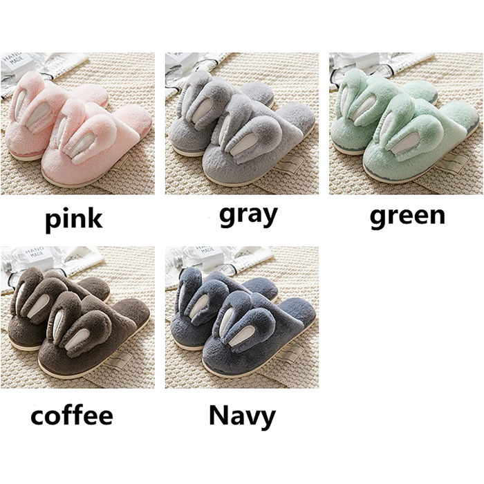 Тапочки до дому з плюшевими вушками кролика, жіночі, зелені. Теплі, м'які, неслизькі