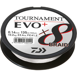 Шнур плетений Daiwa Tournament x8 Braid EVO+ 135 м, білий, для риболовлі