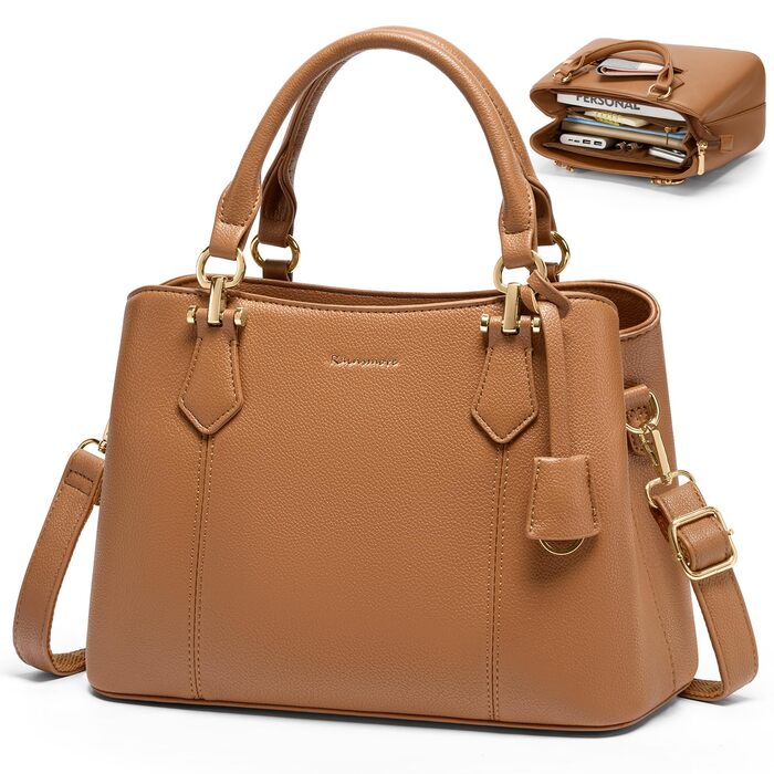 Жіноча сумка RAINSMORE середнього розміру з PU шкіри, коричнева: сумка-тоут, сумка на плече, ручна сумка