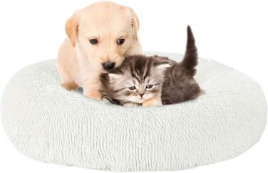 М'яке кругле ліжко для котів та собак, 70см, біле. Ліжко-пончик для домашніх тварин, легко миється. Підходить для котів та собак середніх розмірів.