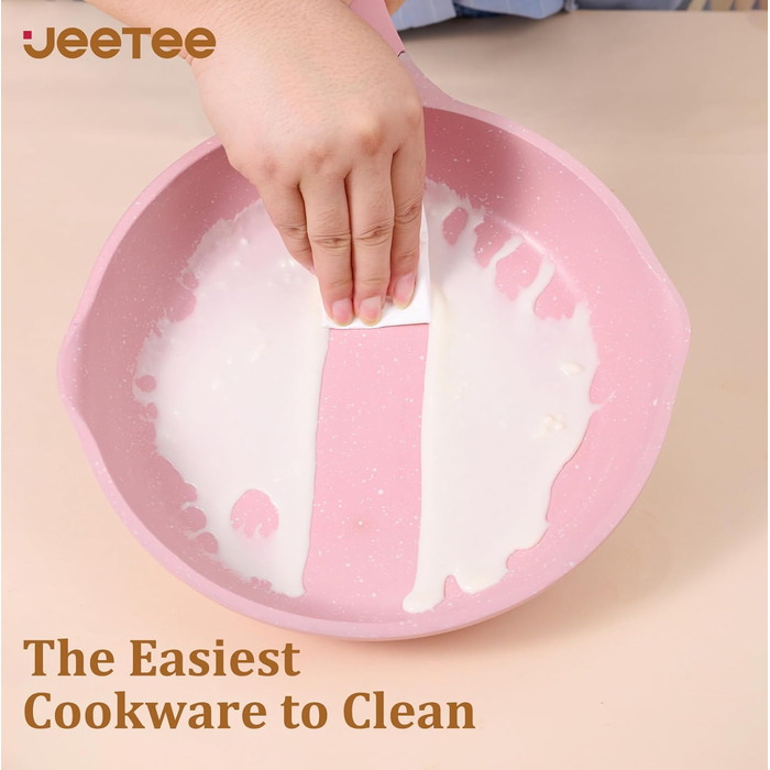 JEETEE 23-Piece Pink Cookware Set - Nonstick Granite Pots and Pans Set for Induction, Gas, Electric & Ceramic Stoves - Perfect Gift Set
