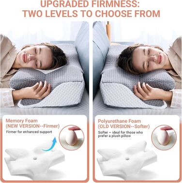 Ортопедична подушка Elviros Memory Foam, ергономічна подушка для шиї, 64x(11,5/13)x40 см (сіра)