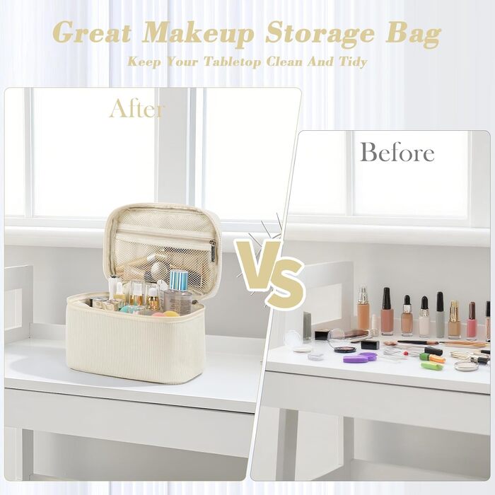 Набір косметичок 3 шт. з квітковим візерунком, жіноча косметичка для подорожей та повсякденного використання | Косметичка для макіяжу для жінок та дівчат (Бежевий)