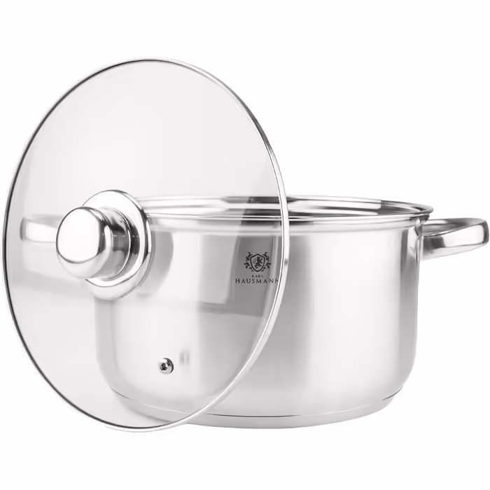 KARL HAUSMANN Pot Set Induction Stainless Steel 4-Piece - Cookware for All Cooktops - Cookware Set with Glass Lid - Pots with Measuring Scale - Pot Set - Cookware Set - Pot Sets - Pots - Induction Pots