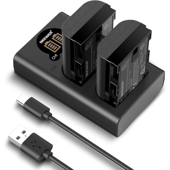 NEEWER Запасний акумулятор LP-E6NH та зарядний пристрій USB, комплект 3 шт. 2250mAh, сумісний з Canon EOS R7, R5, R6, R6 II, R, 5DIV, 6DII, 7DII, 80D, 90D