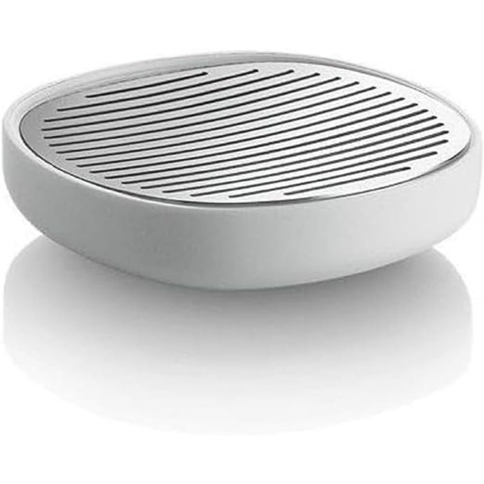 Alessi | Birillo PL04 W - Soap Dish Design by Seifenschale made of PMMA and 18/10 stainless steel, White, Diameter 11cm, Height 3cm