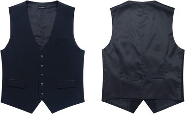 Елегантна жилетка для чоловіків HISDERN: весільна, класична, однотонна, для ділового стилю, smoking, з кишенями, темно-синій, розмір M