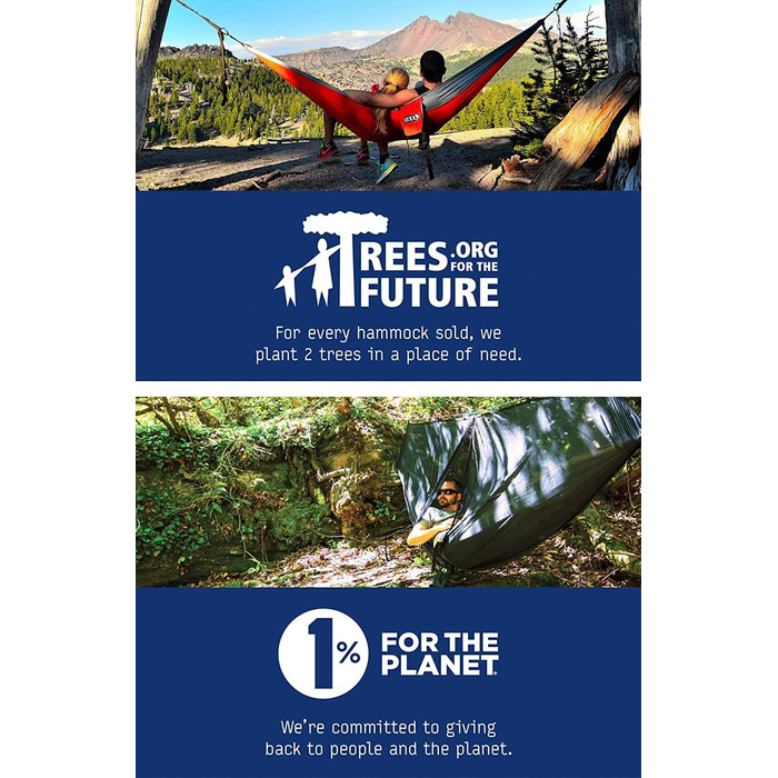 Гамак для кемпінгу ENO DoubleNest, 1-2 особи, лімітована серія, кольори ATC Violett / Blaugrün (Sapphire/Yellow)