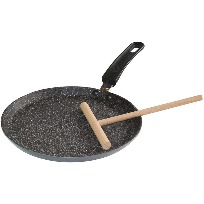 STONELINE Back to Nature Crepe Pan Induction 25 cm, Omelette Pan with real stone particles, Pancake/Pancake Pan Non-Stick, Fat-Free Frying, All Cooktops, (Riveted)