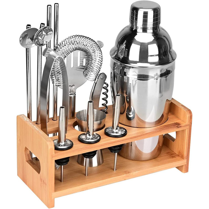 Професійний шейкер для коктейлів Lychee з нержавіючої сталі (12 предметів) / Набір шейкерів для коктейлів преміум-класу / 550 мл