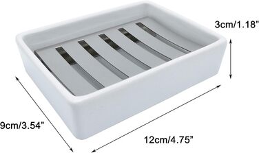 Миска для мила Lofekea з кераміки та нержавіючої сталі, двошарова мильниця для ванної та душу