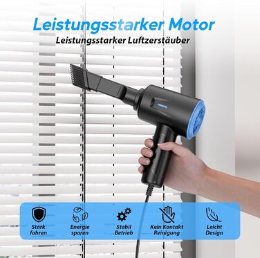 Електричний пилосос для очищення поверхонь - 500W, 5.74oz, комплект для ноутбука, клавіатури, авто, офісу (блакитний)