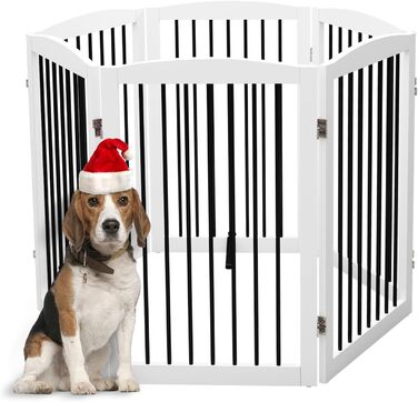 Захисний бар'єр для собак, перегородка для собак у квартиру без свердління, металева та дерев'яна, самостійна, перегородка для собак, ворота для собак, захисний бар'єр для собак, складна біла перегородка, 4 панелі, захист дверей, 24 дюйми * 4 (24 дюйми * 
