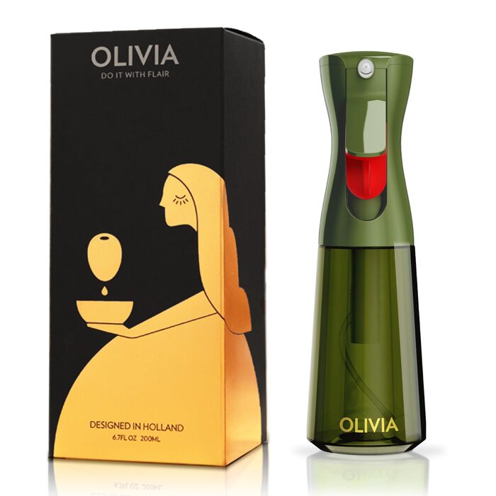 Спрей для олії FLAIROSOL Olivia 200 мл, скляний диспенсер для олії з дозуванням, зелений - для кухні, салатів, грилю, випічки