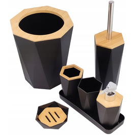 Набір аксесуарів для ванної кімнати (7 предметів): ершик для унітаза, кошик, дозатор, сірий колір