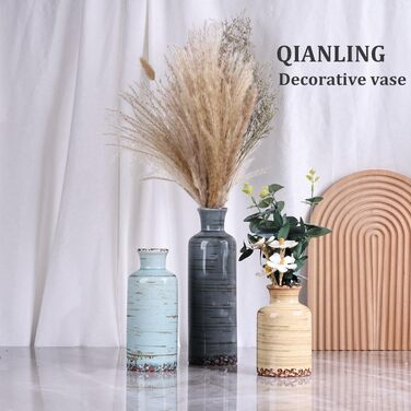 Набір керамічних ваз (3 шт.) для декору інтер'єру, сучасний, рустикальний стиль, для вітальні, кухні, ванної кімнати