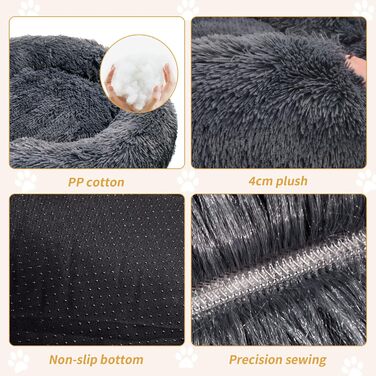 Крісло-лежанка для котів та собак 50 см, м'яке, плюшеве, антиковзаюче, легко миється, темно-сірий колір