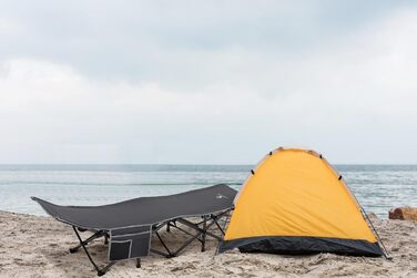 Розкладне ліжко для кемпінгу HIGH POINT SPORTS XXL (270 кг), стабільне, легке, для дорослих, з сумкою та кишенею, 190 x 67 x 35 см (сірий)