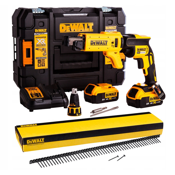 Гіпсокартонний шурупокрут DEWALT 18V DCF620P2K з 2 АКБ по 5.0Аг та кейсом TSTAK