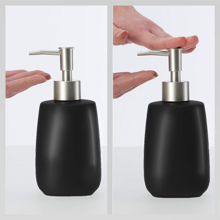 Дозатор мила KADAX з помпою, керамічний дозатор для мила, мийна станція для кухні та ванної кімнати (Чорний)