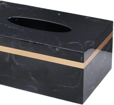 Baoblaze Rectangular Tissue Box Cover Holder Marble Pattern Cosmetic Tissue Storage Holder Decoration Paper Stand Napkin Box Paper Towel Dispenser for Bedroom Kitchen Bathroom Office - Black Gold
