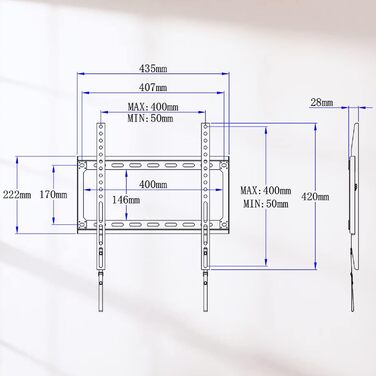 Кріплення для телевізора Mounting Dream MD2361-K-03: жорстке кріплення для LED, LCD, OLED, Plasma TV 66-140 см (26-55 дюймів) з VESA 50x50-400x400mm, до 45,5 кг