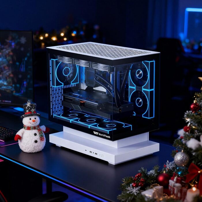 darkFlash FLOATRON F1(2025) - Корпус для ПК Micro-ATX з ефектом левітації, підтримка 360mm AIO, Typ-C, без RGB підсвітки