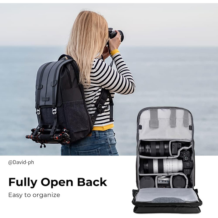 Рюкзак для фотокамери K&F Concept, сумка для фотографа, 20L, з відділенням для ноутбука 15-15.6 дюймів, сумісний з Canon/Nikon/Sony/DJI Mavic