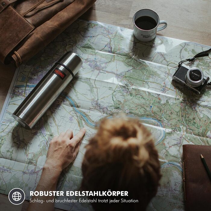 Термос Thermos Light & Compact із чашкою-кришкою, нержавіюча сталь, 1.0 л, сріблявий матовий