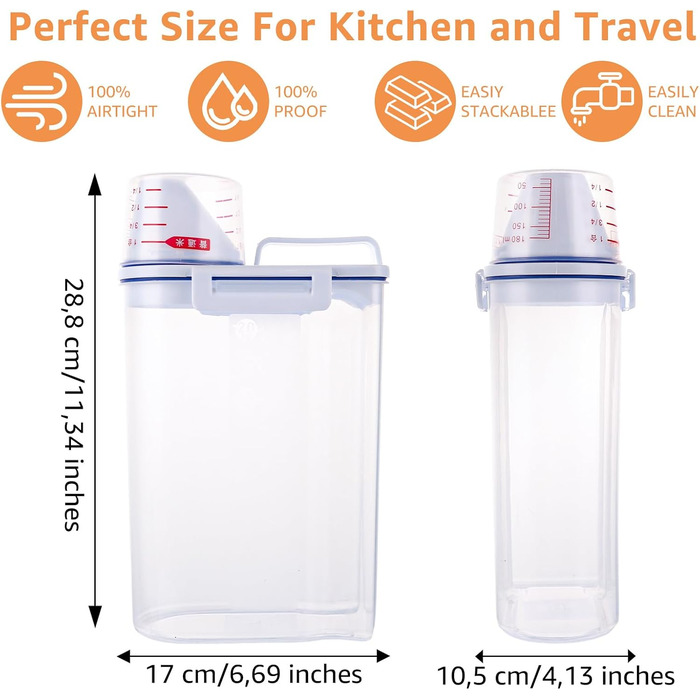 Контейнери для зберігання їжі ZOFUN (4 шт.) - герметичні, для сухого корму, крупи, цукру, кави, тощо