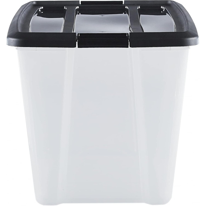 Iris Ohyama Storage Boxes with Lids, 60L, Set of 4, Black, Secure Closure, Stackable, Handles, for Bedroom, Closet, Office, Organization, BPA-Free Plastic, Storage Boxes, NTB-60